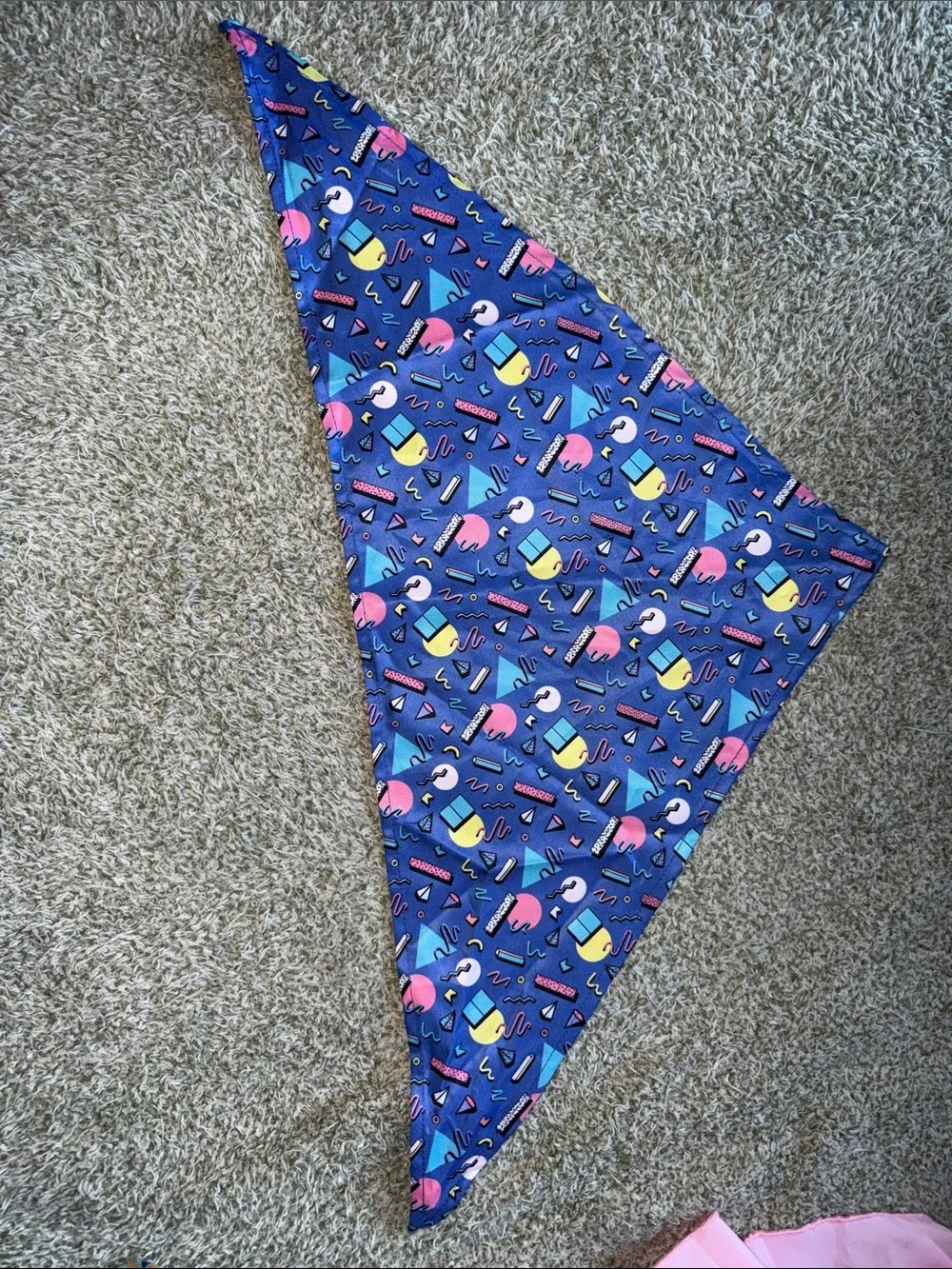 Retro Geo Print Triangle Bandana - Purple with Bright Accents for pets